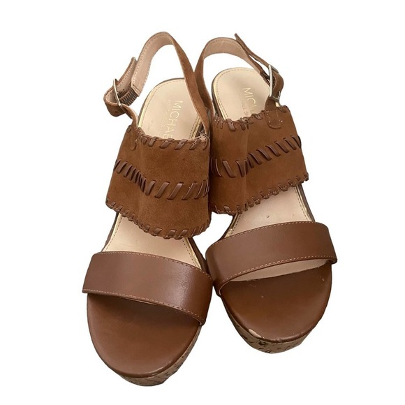 Michael Shannon Christa Slingback Leather Cork Wedge - Picture 3 of 10